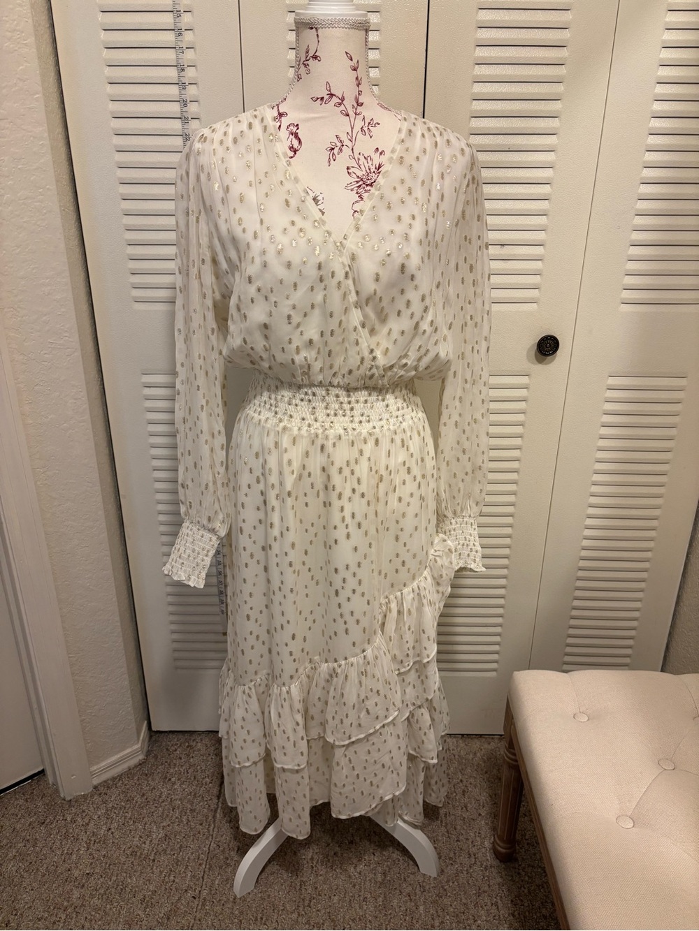 Lilly Pulitzer Ivory Maxi Dress with Gold Dot Accents